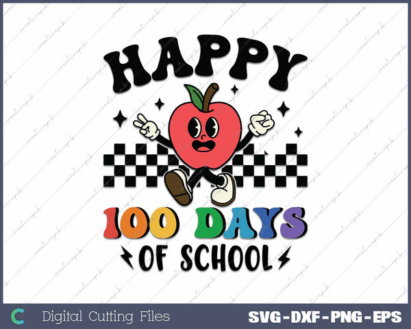 Retro 100 Days Of School 100th Day Of School SVG PNG Cutting Printable Files