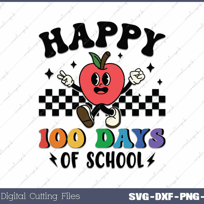 Retro 100 Days Of School 100th Day Of School SVG PNG Cutting Printable Files