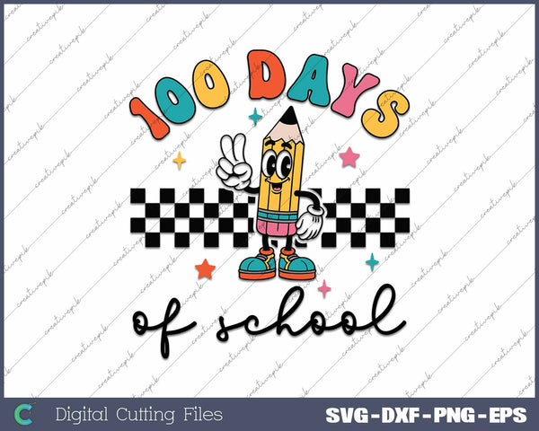 Retro 100 Days Of School Back To School SVG PNG Cutting Printable Files