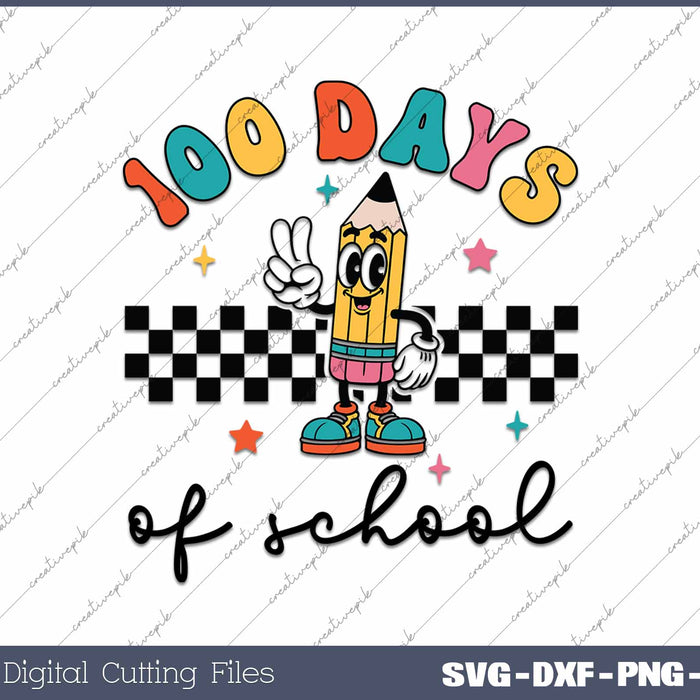 Retro 100 Days Of School Back To School SVG PNG Cutting Printable Files