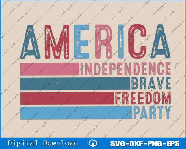 Retro America 4th of july Independence Day SVG PNG Printable Files