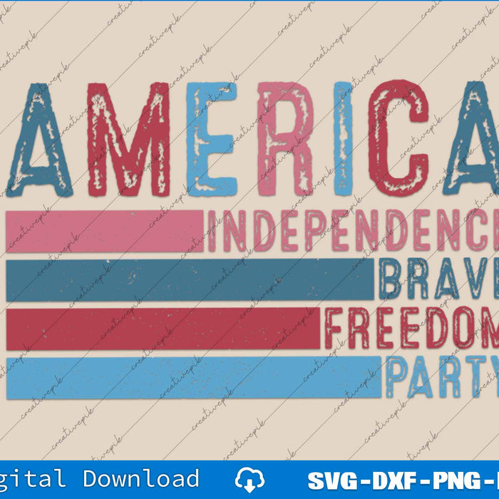 Retro America 4th of july Independence Day SVG PNG Printable Files