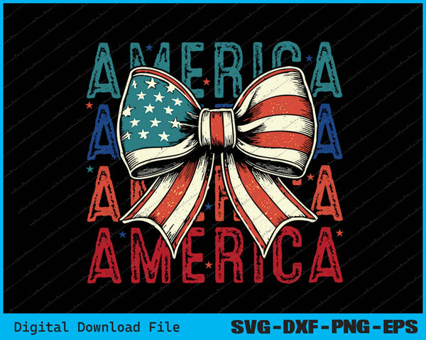 
Retro America Coquette Bow 4th of July America Flag SVG PNG Files

