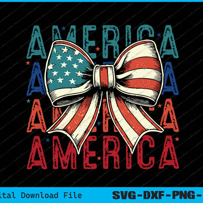 
Retro America Coquette Bow 4th of July America Flag SVG PNG Files
