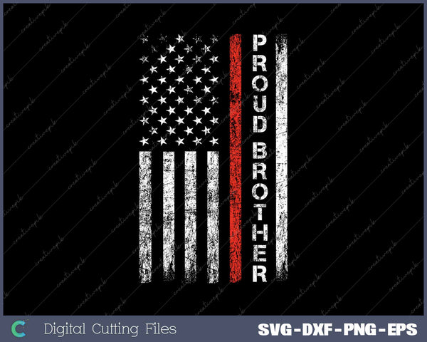 Retro American Flag Thin Red Line Firefighter Proud Brother 