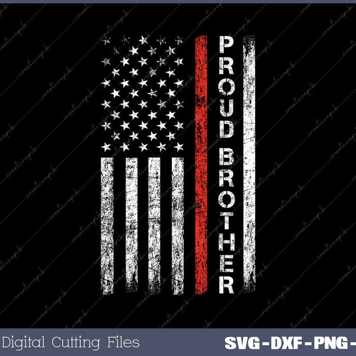 Retro American Flag Thin Red Line Firefighter Proud Brother 