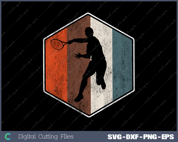 Retro Badminton Tennis Player Vintage Sports SVG PNG Cutting Printable Files