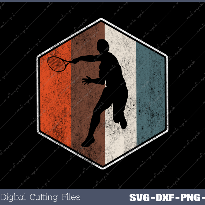 Retro Badminton Tennis Player Vintage Sports SVG PNG Cutting Printable Files