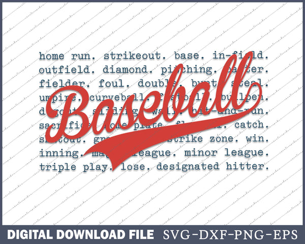 Retro Baseball Typography Game Day SVG PNG Cutting Printable Files