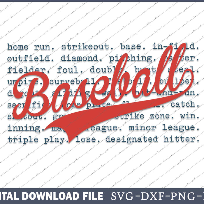 Retro Baseball Typography Game Day SVG PNG Cutting Printable Files