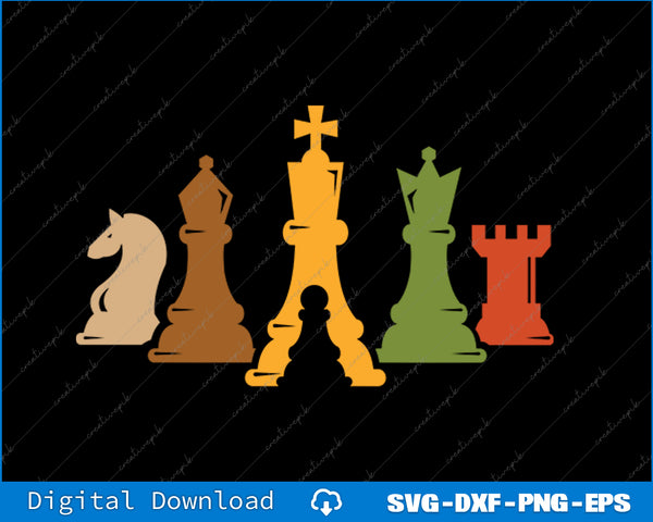 Retro Board Game Chess SVG PNG Cutting Printable File