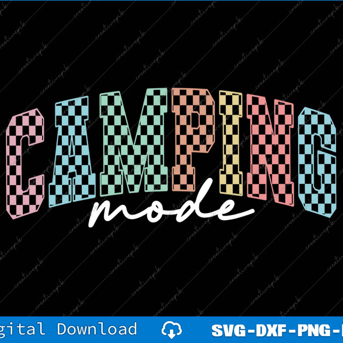 Retro Checkered Camping Mode Summer Trip SVG PNG Printable Files