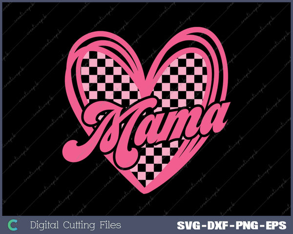 Retro Checkered Mama SVG PNG Cutting Printable Files