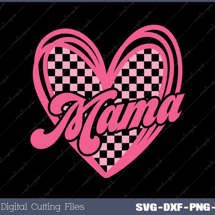 Retro Checkered Mama SVG PNG Cutting Printable Files