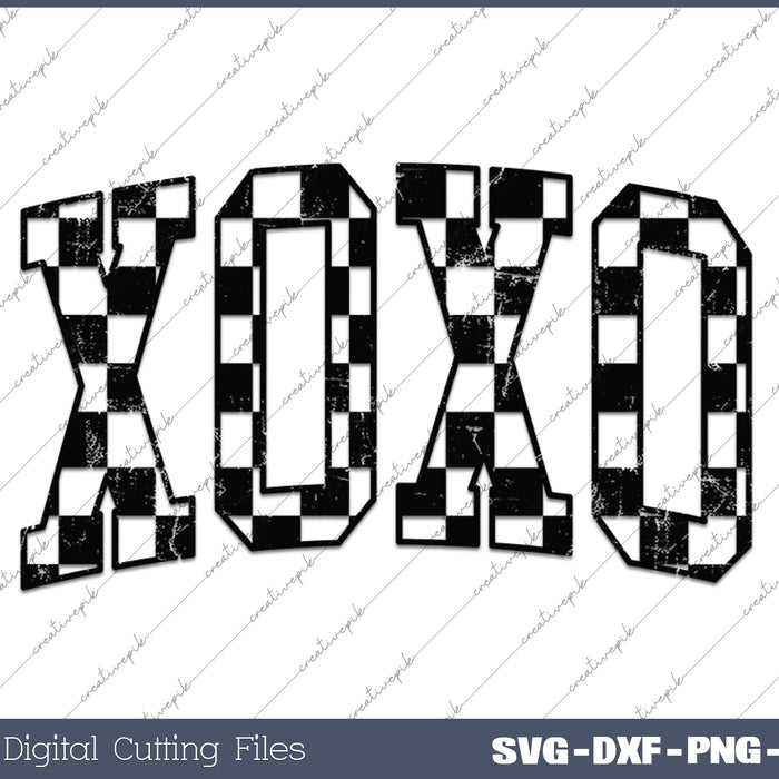 Retro Checkered XOXO Valentines Day SVG PNG Cutting Printable Files