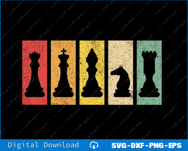 Retro Chess Pieces Graphic for Clever Chess Players SVG PNG File