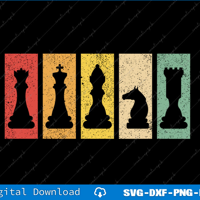 Retro Chess Pieces Graphic for Clever Chess Players SVG PNG File