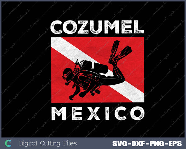 Retro Cozumel Mexico Scuba Dive Vintage Dive Flag Diving 