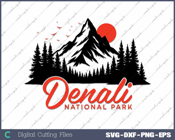 Retro Denali National Park US Vintage Denali SVG PNG Cutting Printable Files