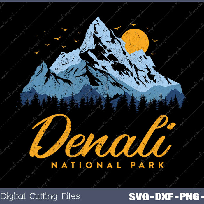 Retro Denali National Park US Vintage Denali SVG PNG Cutting Printable Files