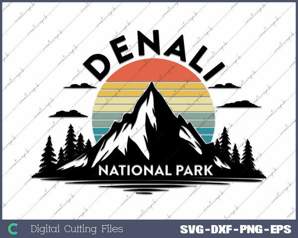 Retro Denali National Park US Vintage Denali SVG PNG Cutting Printable Files