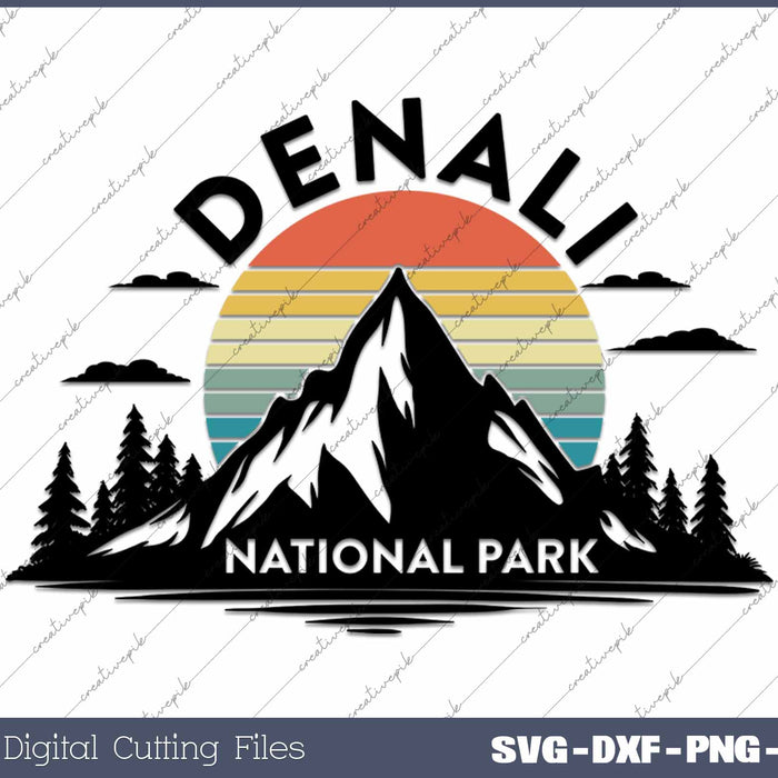 Retro Denali National Park US Vintage Denali SVG PNG Cutting Printable Files
