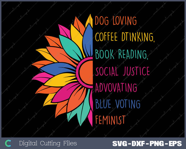 Retro Dog Loving Coffee Drinking Book Reading Social Justice