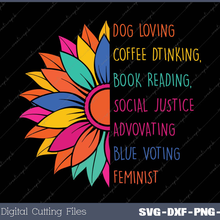 Retro Dog Loving Coffee Drinking Book Reading Social Justice