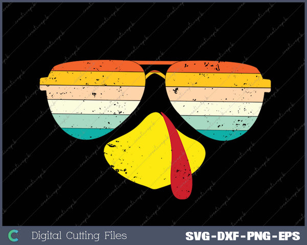 Retro Face Sunglasses Thanksgiving Turkey SVG PNG Cutting Printable Files