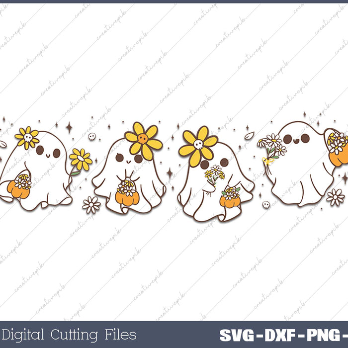 Retro Floral Ghosts Cute Halloween Ghosts