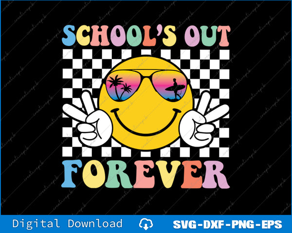 Retro Groovy School's Out Forever Retired Teacher Retirement SVG File
