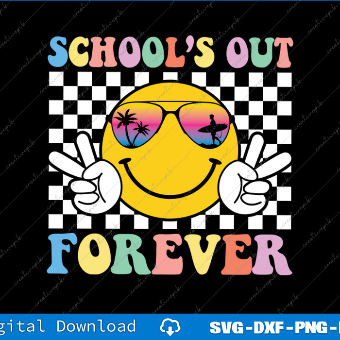 Retro Groovy School's Out Forever Retired Teacher Retirement SVG File
