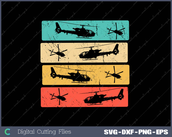 Retro Helicopter Pilot SVG PNG Cutting Printable Files