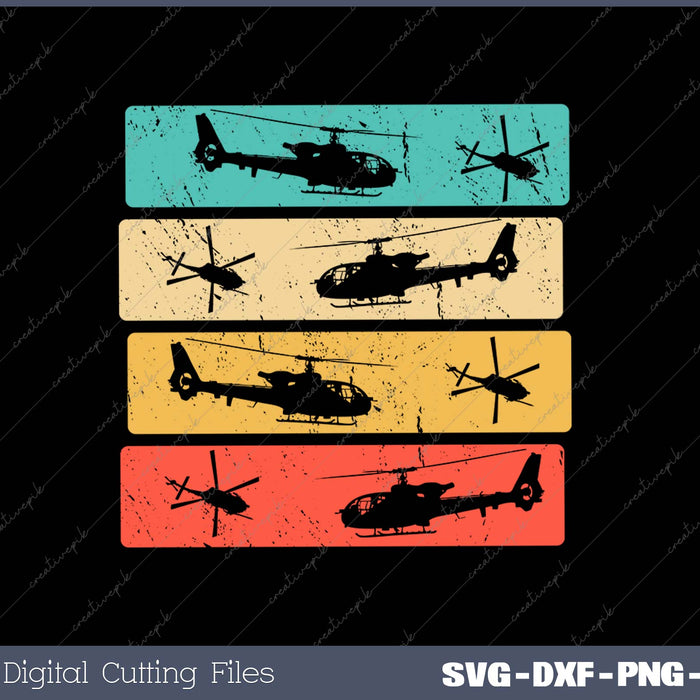 Retro Helicopter Pilot SVG PNG Cutting Printable Files