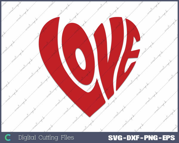 Retro Love Heart Valentine's Day SVG PNG Cutting Printable Files