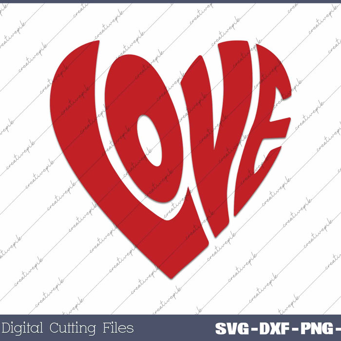 Retro Love Heart Valentine's Day SVG PNG Cutting Printable Files