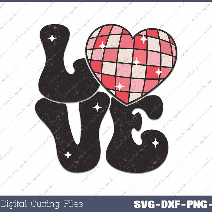 Retro Love Heart Valentines Day SVG PNG Cutting Printable Files