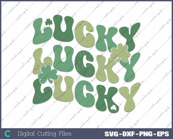 Retro Lucky Shamrock St Patrick's Day SVG PNG Cutting Printable Files