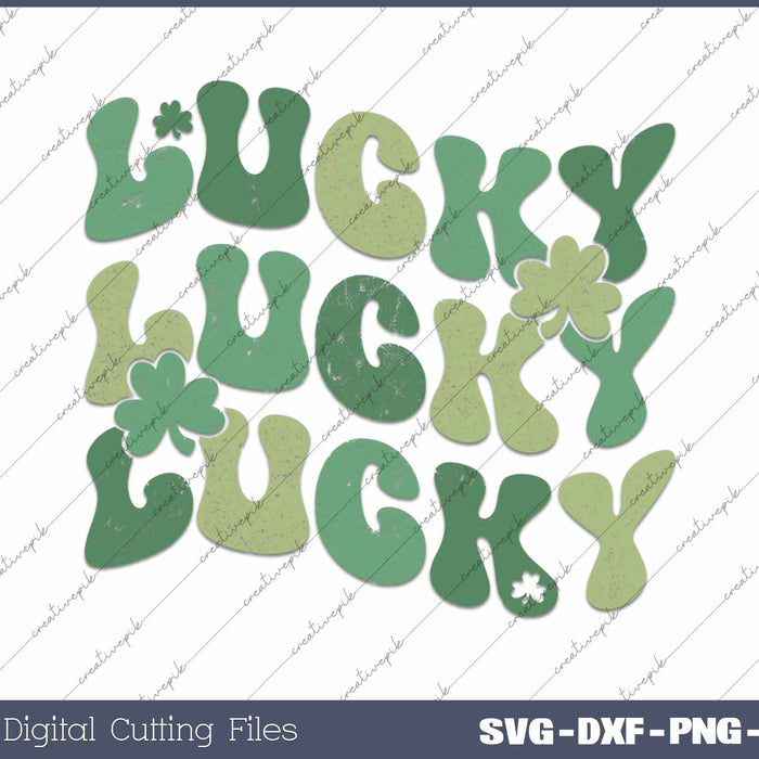 Retro Lucky Shamrock St Patrick's Day SVG PNG Cutting Printable Files