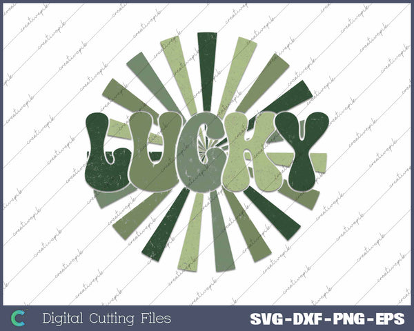 Retro Lucky St Patrick's Day SVG PNG Cutting Printable Files