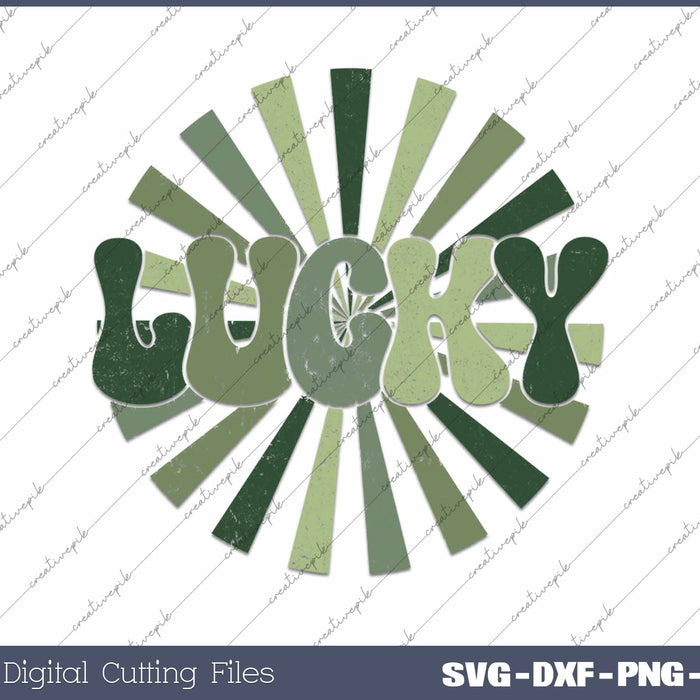 Retro Lucky St Patrick's Day SVG PNG Cutting Printable Files