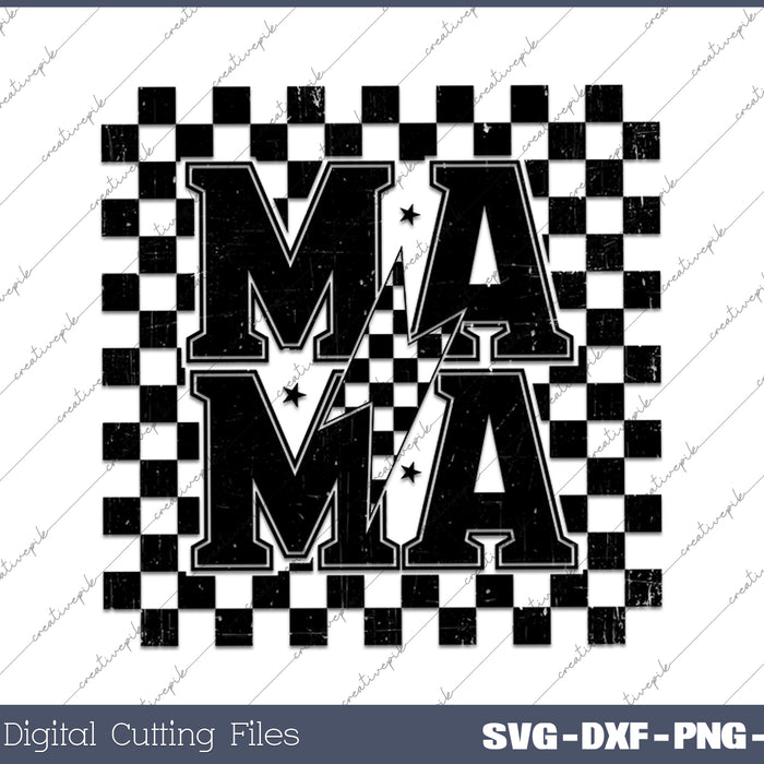 Retro Mama Checkered Retro Mama SVG PNG Cutting Files
