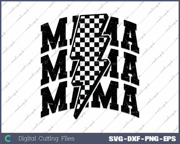 Retro Mama Lightning Bolt SVG PNG Cutting Printable Files