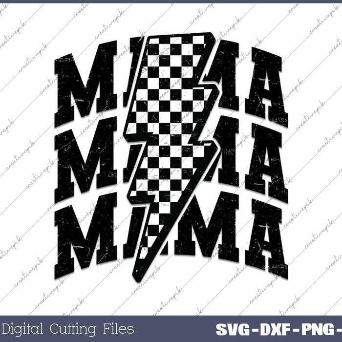 Retro Mama Lightning Bolt SVG PNG Cutting Printable Files