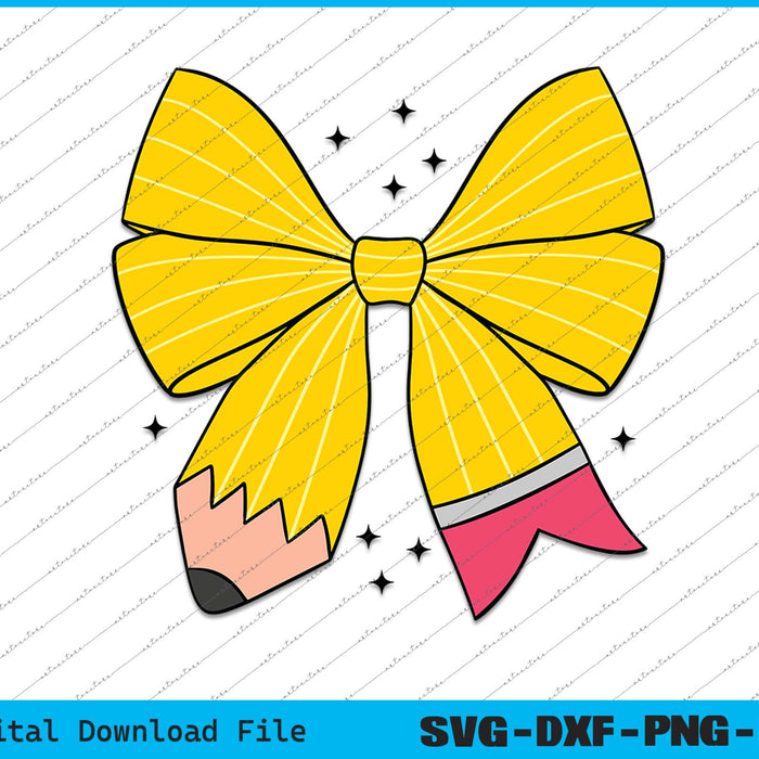 Retro Pencil Coquette Bow Teacher SVG PNG Cutting Printable Files