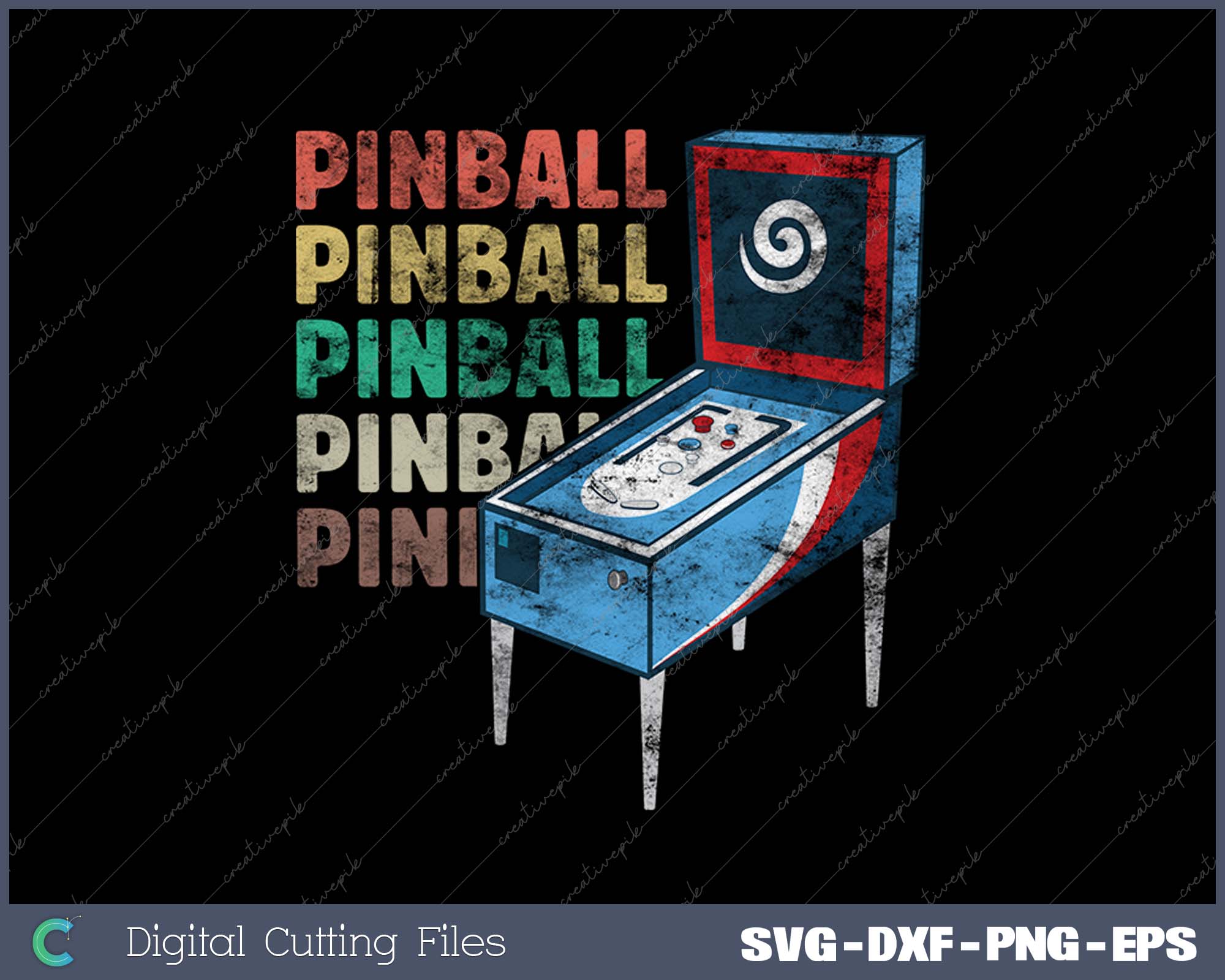 Retro Pinball Machine SVG PNG Cutting Printable Files – creativepik