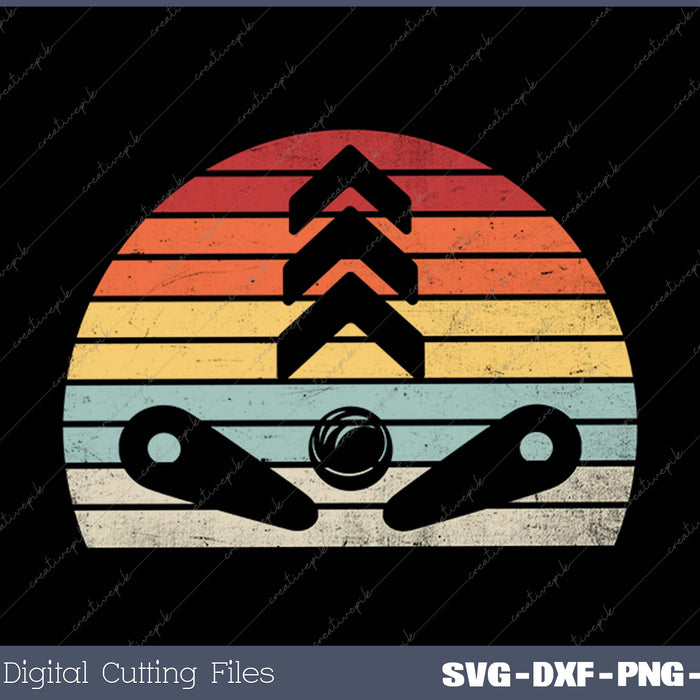 Retro Pinball Machine Flippers Vintage Arcade SVG PNG Printable Files