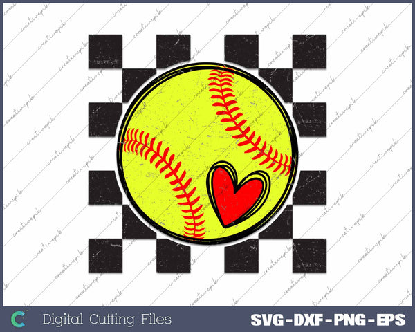 Retro Softball Red Stitch SVG PNG Cutting Printable Files