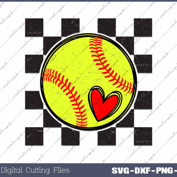 Retro Softball Red Stitch SVG PNG Cutting Printable Files