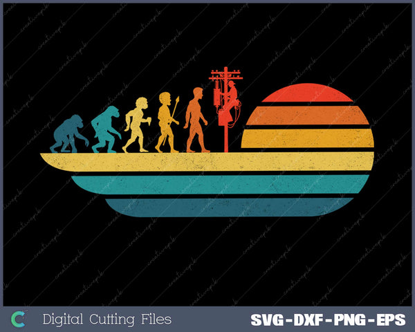 Retro Style Cool Evolution Of Lineman Electrician Svg Design Cut File